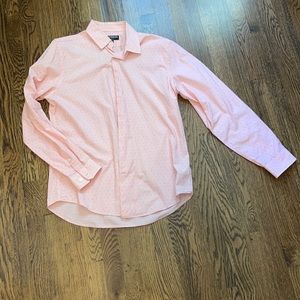 Pink.white strip with black dots. Express